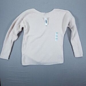 Old Navy Sweater Womens Medium Cream NWT Shaker Knit Cotton Blend Pullover